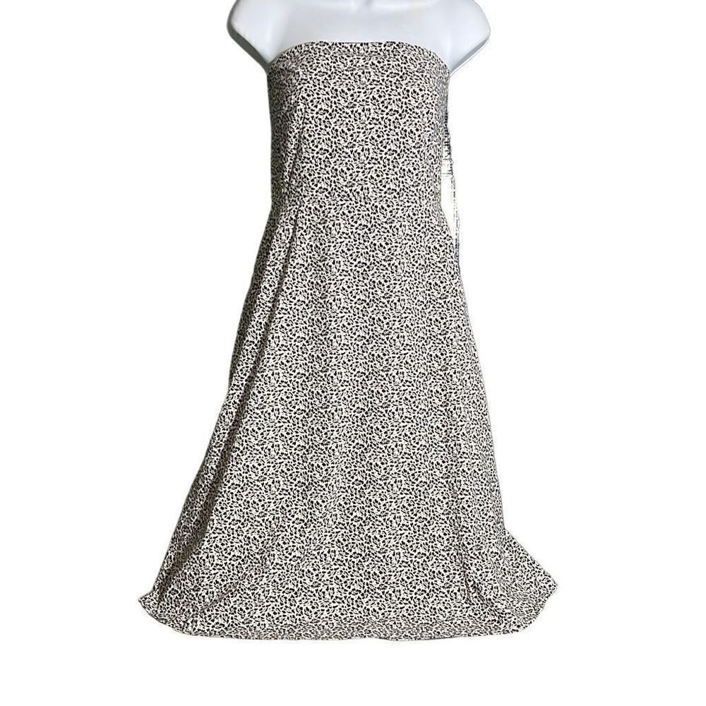 New York & Company Women's Ditsy Floral Strapless Black & White Midi Dress 4